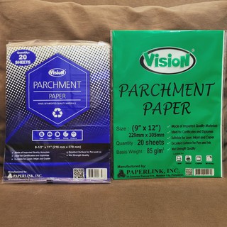 20 PCS/PACK Parchment Paper Vision 8 1/2 x 11 (short) or 9x12 (Certificate Size)