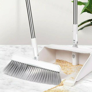 WJF Household Cleaner Sturdy & Durable Plastic Long Handle Foldable Broom and Dustpan Set