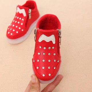 Baby Girls LED Luminous Rhinestone Soft Sole Casual Sneakers ^^DUDU^^ (5)