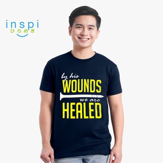 INSPI Shirt By his Wounds Graphic Tshirt in Navy Blue
