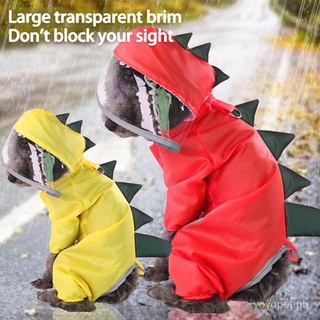 Dog quadruped dinosaur turns into raincoat