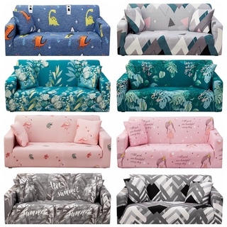 1/2/3/4 seater Green Leaves sofa cover elastic fabric slipcover L shaped sofa protector with free pillowcase