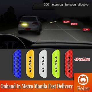 【4Pcs/Set 】Car Door Open Reflective Sticker Tape Decal Safety anti-collision Warning Mark
