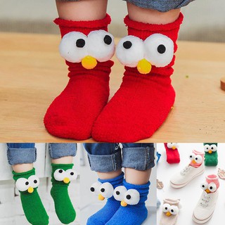 Fashion Baby Soft Coral Velvet Sock Cute Big Eye Socks