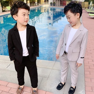 2020 Spring New Boys Suit Set Children Solid Color Blazer + Pants 2pcsl Clothing Set Kids Fashion