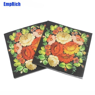 [[EmpRich]] floral flower paper napkins event & party tissue cocktail napkins decor serviettes 20pcs