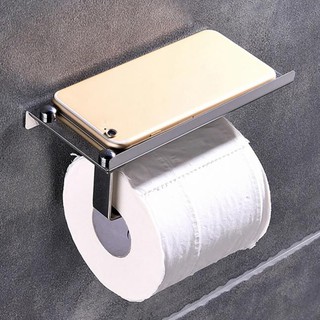 Bathroom Toilet Stainless Steel Roll Paper Tissue Phone Holder Wall Mount Shelf
