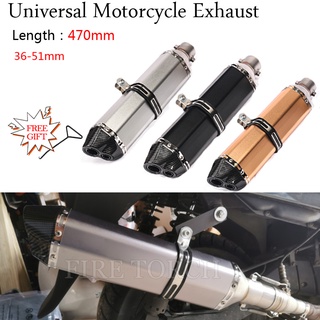 470MM Universal Motorcycle Exhaust Pipe Muffler Silencer 51MM Escape Moto Pot Echappement Pipe Slip
