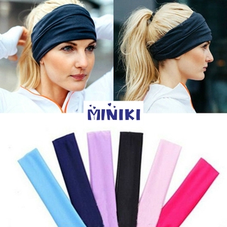 Ready Stock MINIKI Men Women Elastic Sports Headband Wide Yoga Gym Head Wrap Hair Band (3)