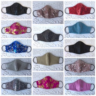 SEQUINS FACE MASK and Metalic / Shiny Reusable Washable Face Mask for Adults