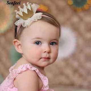 【COD】【seafeel】Kids Baby Girl Toddler Lace Crown Hair Band Headwear Headband Accessories