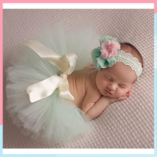 【Ready Stock】✧☇◑Newborn Baby Girl Tutu Skirt Ball Gown Baby Studio Photography Props Clothing Set Ha