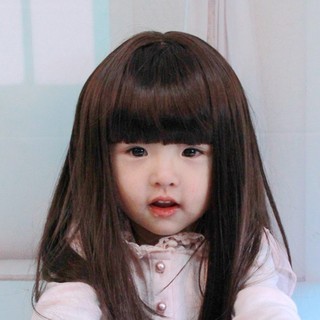 SF Lovely Boys Girls Hair Natural Wig Black long straight Full Head Children Wigs Kids Daily Hairpiece (2)