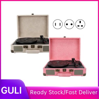 Guli Portable Phonograph Bluetooth 5.0 Turntable 33/45/78 RPM Vinyl Record Player 100‑240V