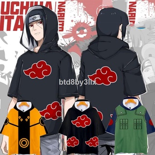NARUTO Itachi Cosplay Outerwear Kakashi Costume Uzumaki Naruto Coat Haori T-shirt Short Sleeve Hallo