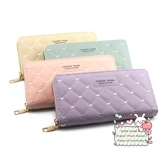 Forever Young Heart Design Embroidery Single Zipper Cellphone Wallet for Ladies