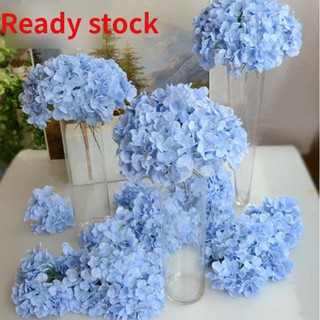 Artificial Hydrangea Bouquet Flower Silk Flowers Home Wedding Decoration Gift with Free Stem