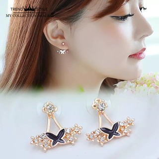 [mcd] Crystal Flower Butterfly Ear Jacket Earring