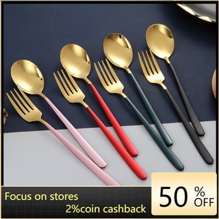 2IN1 Spoon and Fork Creative Metal Cutlery Set 304 Stainless Steel w/Pouch