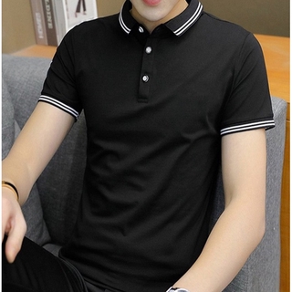 Men's Shirt Stand-up Collar Polo Shirt Business Solid Color POLO Shirt Short-sleeved Plus Size Cotton T-shirt (7)