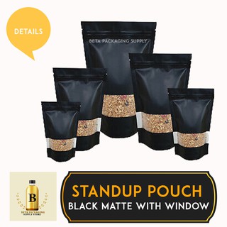 Stand Up Pouch Black Matte with Window (sold in 25 pcs)