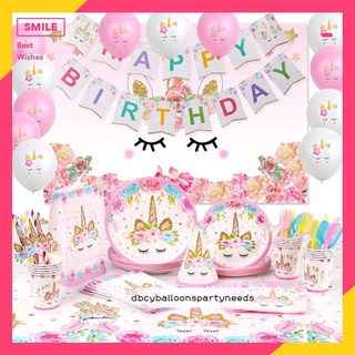 【Ready Stock】✘✎New unicorn theme birthday partyneeds decorations party supply