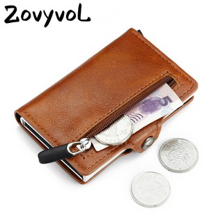 2021 RFID Block Card Holder Zipper Coin Purse Multifunctional Card Case Short PU Leather Card Wallet