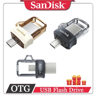 Sandisk OTG 256GB Dual Drive USB Flash Drive USB m3.0 CLEAR 32GB 64GB 128GB【Black/Gold】- OTG919X