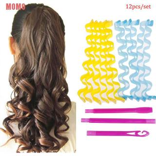 MOMO 12Pcs Portable Magic Long Hair Curlers Curl Maker Rollers Spiral Leverage Former