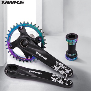 TANKE mountain bike 2x hollow integrated crank 32t 34 36t 104bcd chainring 170mm MTB bicycle crankset gear plate bb68 thread
