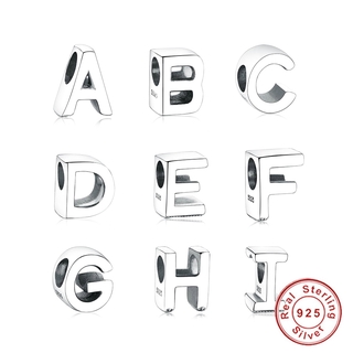 Fit Pandora Charms Bracelet 100% 925 Sterling Silver Letter Charms A to Z Alphabet Bead DIY Jewelry Pure Silver