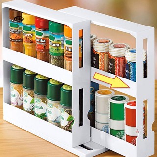《BK 》Kitchen Spice Box Organizer Shelf Cabinet Jar Bottle Holder Sliding Storage Rack (1)