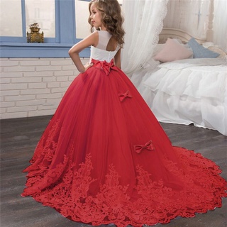 [boutique]Formal Girl Princess Dress Christmas Dress Girl Party Gown Backless Kids Girls Prom Party