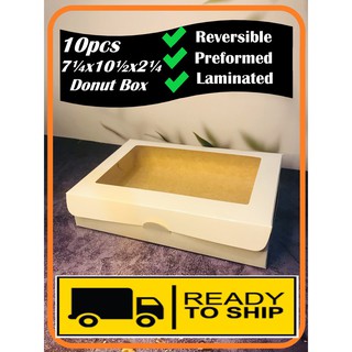 box✷❣10pcs 7¼x10½x2¼ Donut Box/Pastry Box | With Window Reversible High Quality