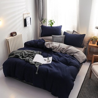 [Ready Stock ] Solid Color 4 in 1 Bedding Set Duvet Quilt Comforter Cover Flat Bed Sheet Pillowcase