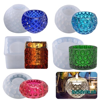 (new)DIY Crystal Epoxy Resin Mold Round Candle Holder Storage Box Silicone Mold