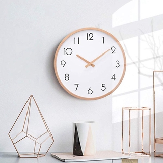 【HIgh Quality】Solid wooden wall clock living room Modern minimalist household Japanese silent clock bedroom creative Shi Ying clocks on the wall