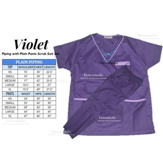 (INSR) VIOLET SCRUB SUIT WITH PIPING (SET)