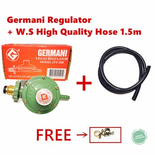 Germani LPG regulator w/ 1.5 Meters High Quality Flexible Rubber Hose Free 2pcs Clamps