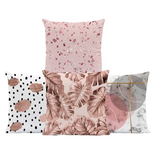 Rose Gold Pink Geometric Cushion Cover Polyster Nordic Style Oblong Pillow Cover Sofa Car Waist Throw Pillows Decorative