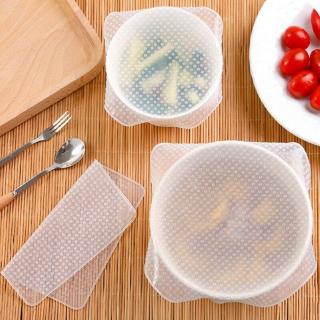 Sasuke1 Pujings 4pc Reusable Silicone Wrap Seal Vacuum Food Fresh Magic Wrap Kitchen Gadget