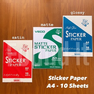 [Found It] Veco Sticker Paper - Matte, Glossy, Satin - A4 - 10 Sheets