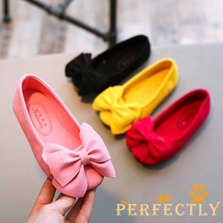 PFT7-Children´s Princess Flat Shoes Solid Color Casual Big Mouth Pedal Bow Decoration Fashion Sandals