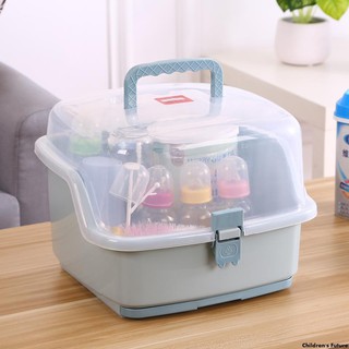 Large baby bottle storage box tableware dust drain cup drying rack baby supplies storage place milk