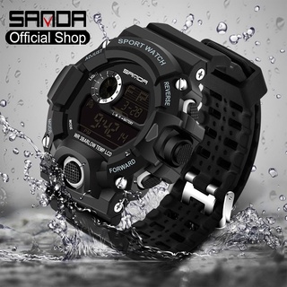 SANDA Men Watch Waterproof Sports Digital Couple Watch LED Display Watch