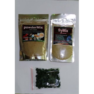 Package Sale JBM Aquayard Powdermix, frymix and Spirulina Tablet food supplement (fish food)