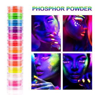 12pcs Neon Phosphor Powder set 12 Colors Dust Luminous Pigment Fluorescent Powder (2)