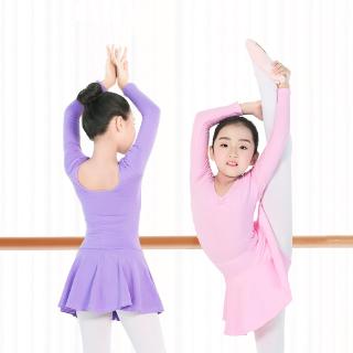 Children Gymnastics Ballet Skirted Leotard Girls Basic Cotton Ballet Dance Leotard Ballerina Costume