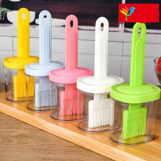 ✿new✿Oil Brush Kitchen Pancake Household High Temperature Resistant Silicone Edible Brush Sauce Barbecue Oil Brush Press Type with Bottle Integrated