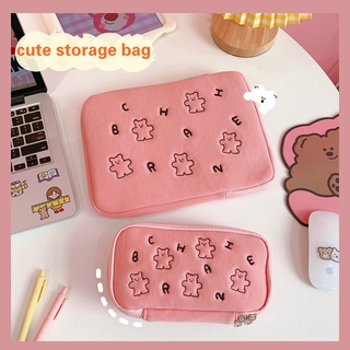 YoYo Cosmetic Bag Cartoon Bear Plush Ipad Daily Necessities Storage Handbag Ins Korean